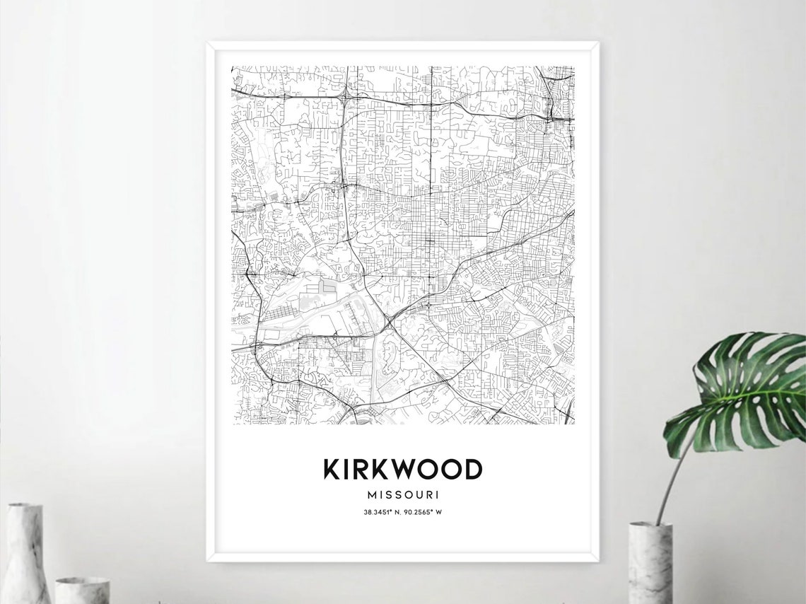 Kirkwood Map Print, Kirkwood Map Poster Wall Art, Mo City Map, Missouri
