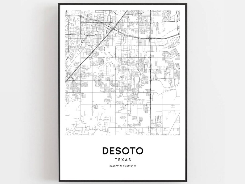 Desoto Map Print Desoto Map Poster Wall Art Tx City Map | Etsy