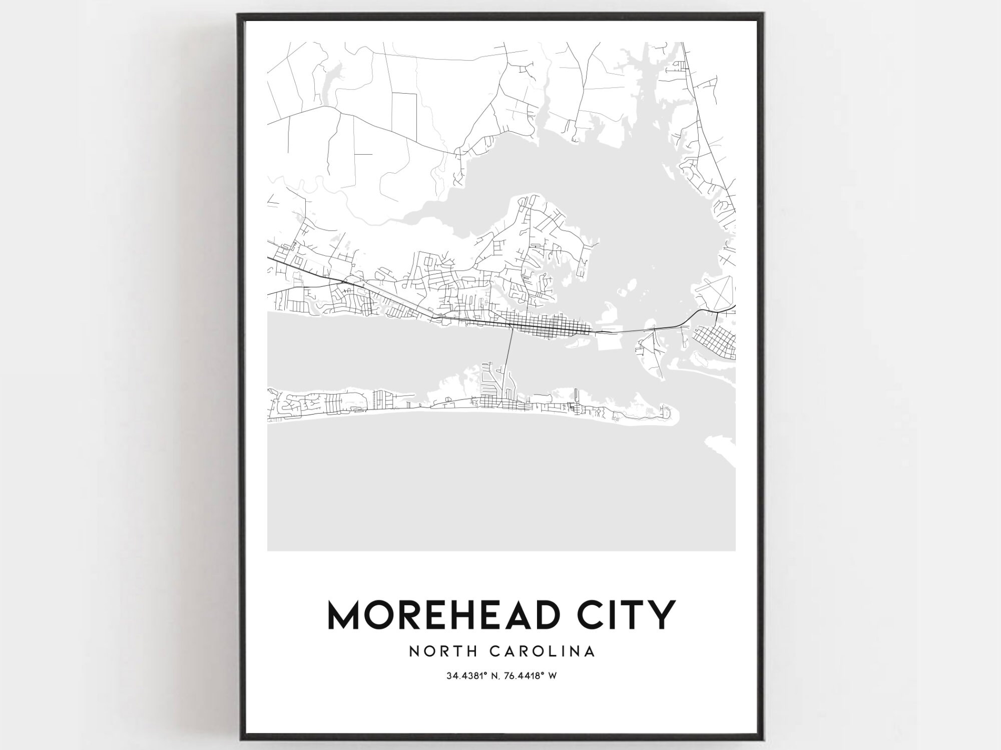 Morehead City Map Print Morehead City Map Poster Wall Art Nc Etsy