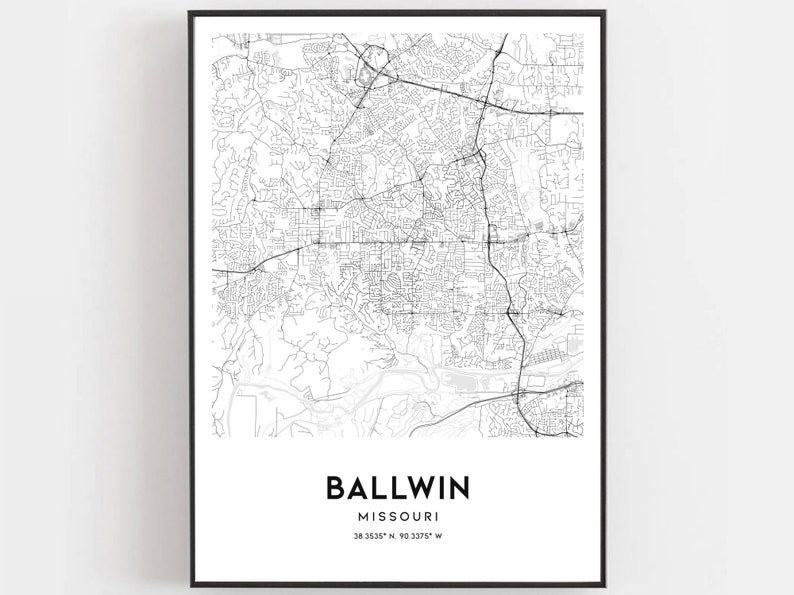Ballwin Map Print Ballwin Map Poster Wall Art Mo City Map Etsy