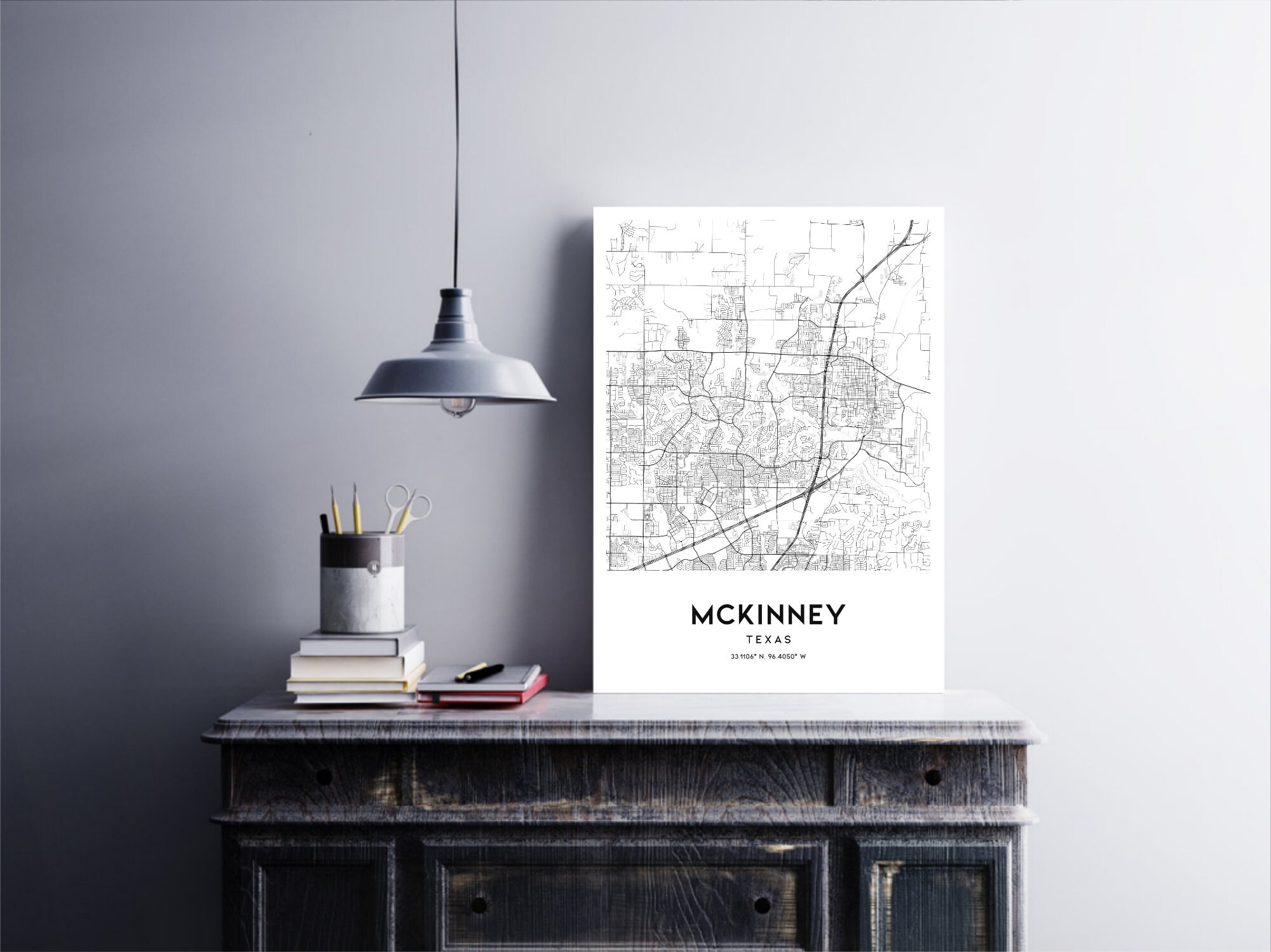 Mckinney Map Print, Mckinney Map Poster Wall Art, Tx City Map, Texas Print Street Map Decor ...