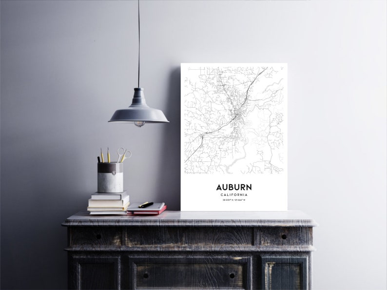 Auburn Map Print, Auburn Map Poster Wall Art, Ca City Map, California