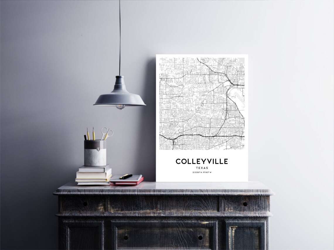 Colleyville Map Print, Colleyville Map Poster Wall Art, Tx City Map ...