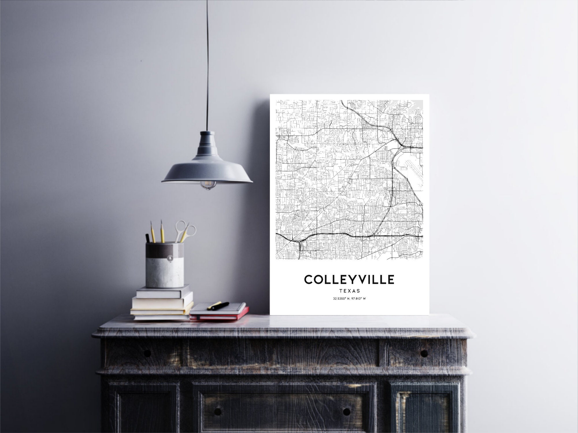 Colleyville Map Print, Colleyville Map Poster Wall Art, Tx City Map ...