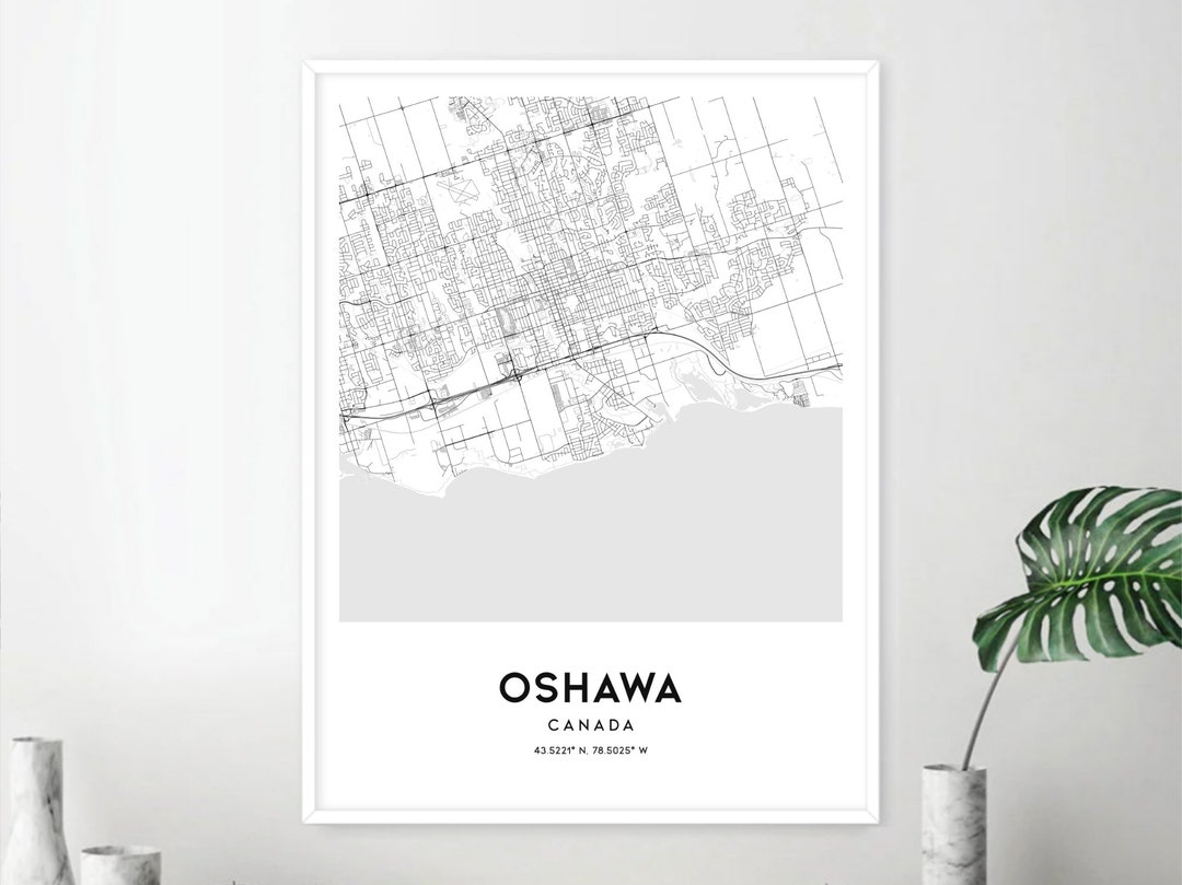 Oshawa Map Print, Oshawa Map Poster Wall Art, Oshawa City Map, Oshawa