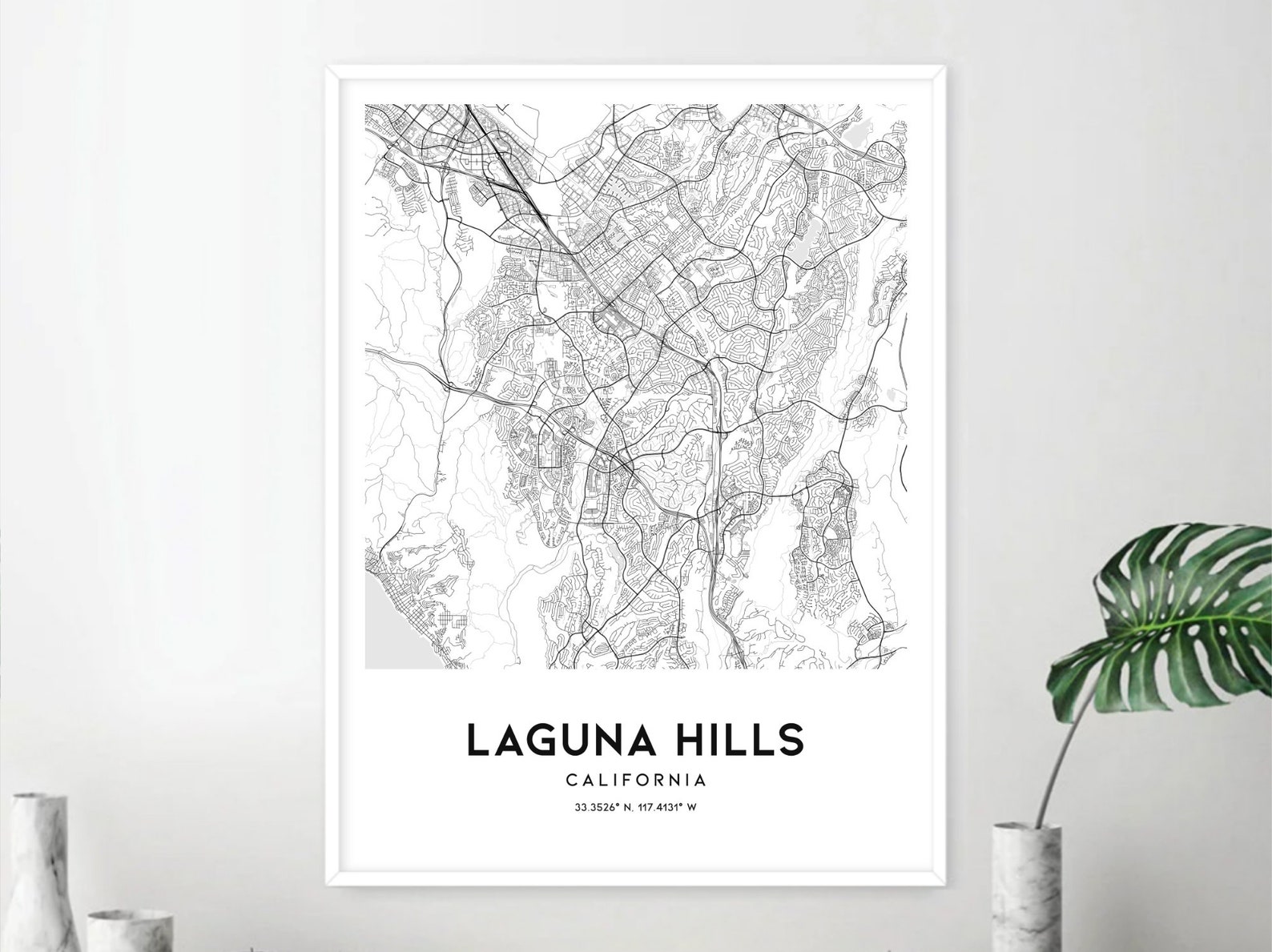Laguna Hills Map Print, Laguna Hills Map Poster Wall Art, Ca City Map