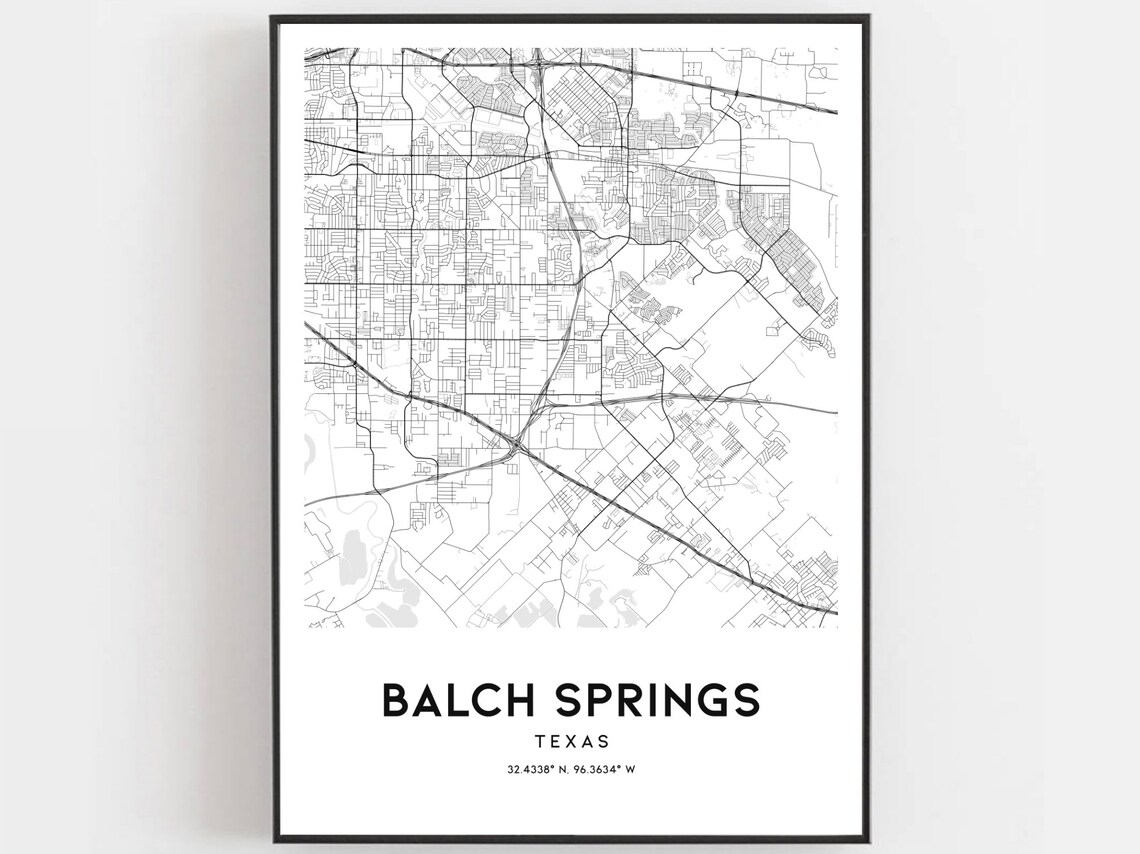 Balch Springs Map Print Balch Springs Map Poster Wall Art Tx Etsy