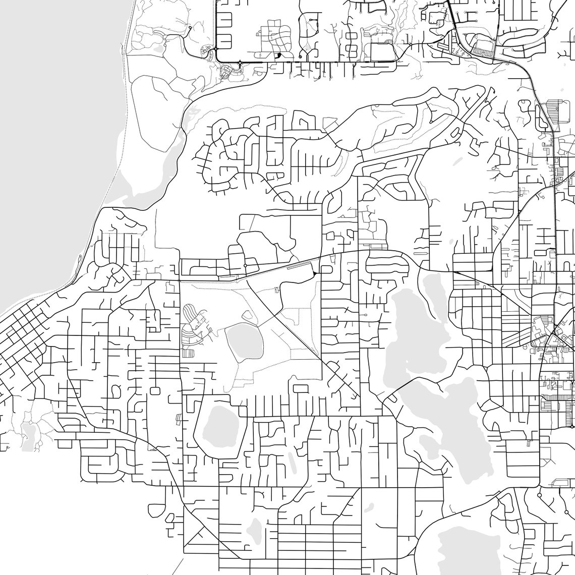 Lakewood Map Print, Lakewood Map Poster Wall Art, Wa City Map