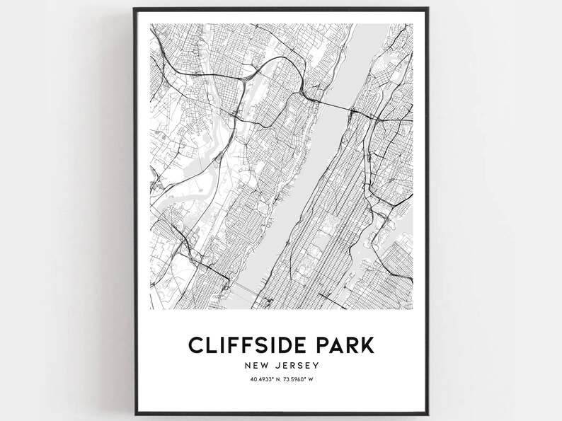 Cliffside Park Map Print Cliffside Park Map Poster Wall Art Etsy
