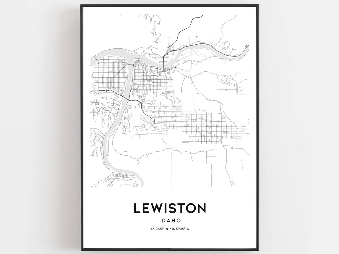 Lewiston Map Print Lewiston Map Poster Wall Art Id City | Etsy