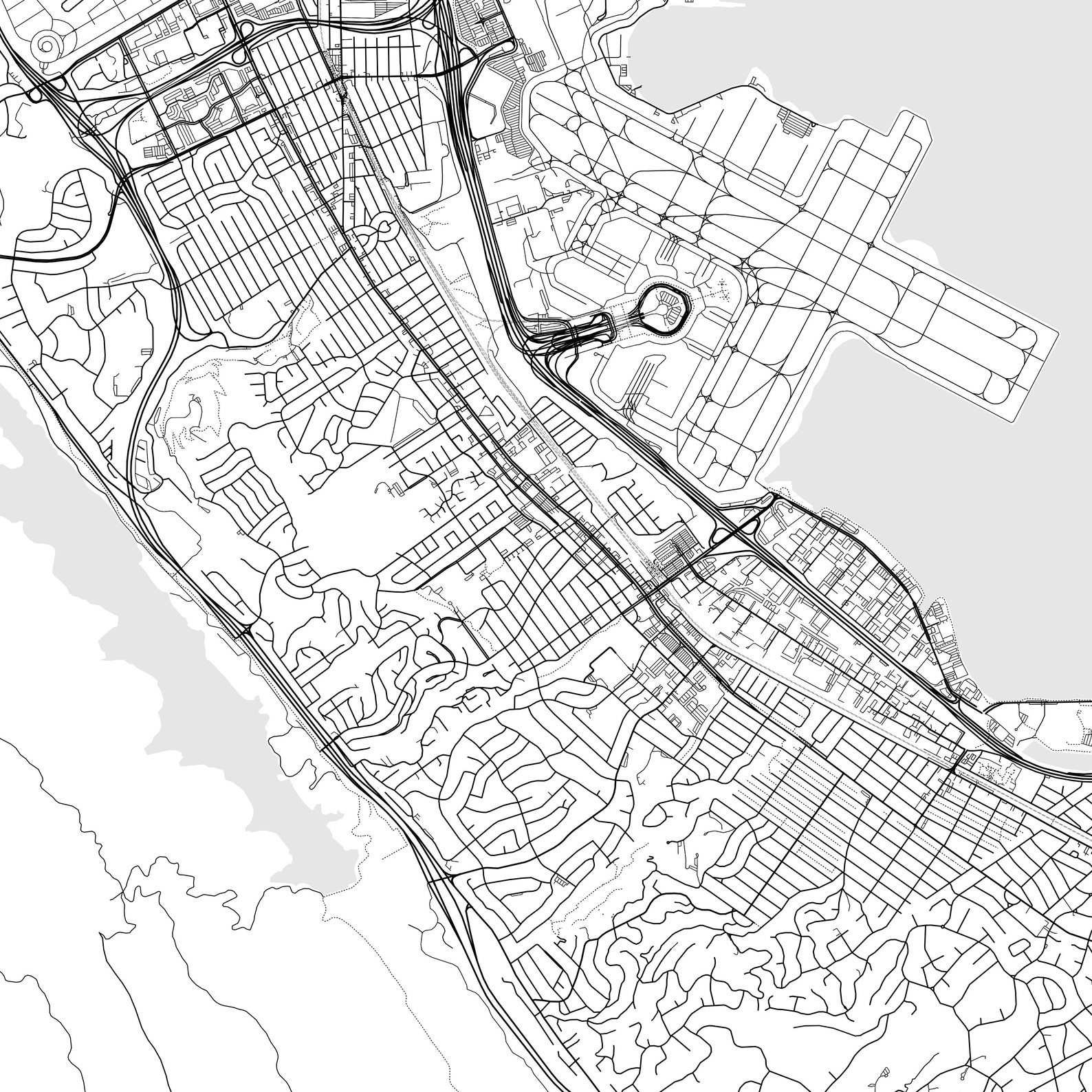Burlingame Map Print, Burlingame Map Poster Wall Art, Ca City Map 
