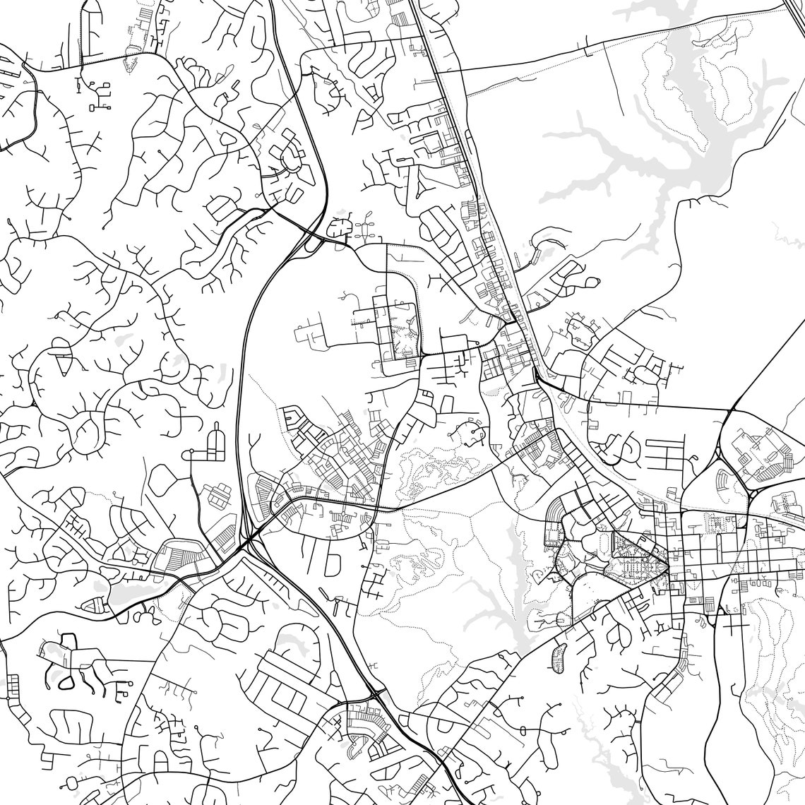 Williamsburg Map Print, Williamsburg Map Poster Wall Art, Va City Map