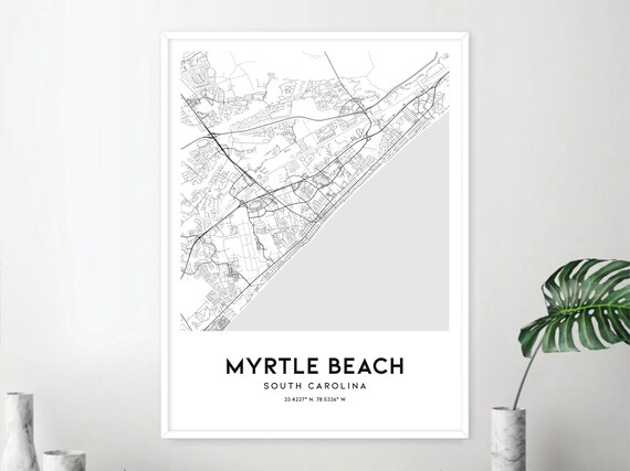 Myrtle Beach Map Print Myrtle Beach Map Poster Wall Art Sc | Etsy