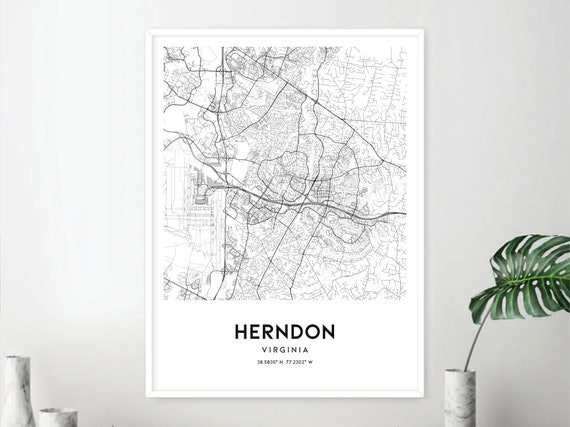 Herndon Map Print Herndon Map Poster Wall Art Va City Map Etsy Il Sefn 