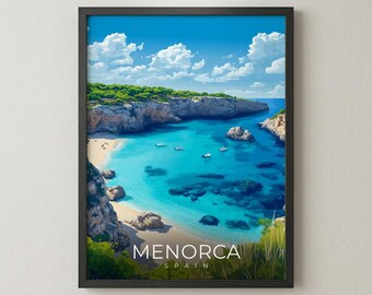 Menorca Spain Travel Print Wall Art Mediterranean Island Poster