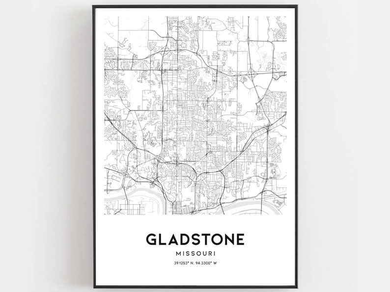 Gladstone Map Print Gladstone Map Poster Wall Art Mo City Etsy