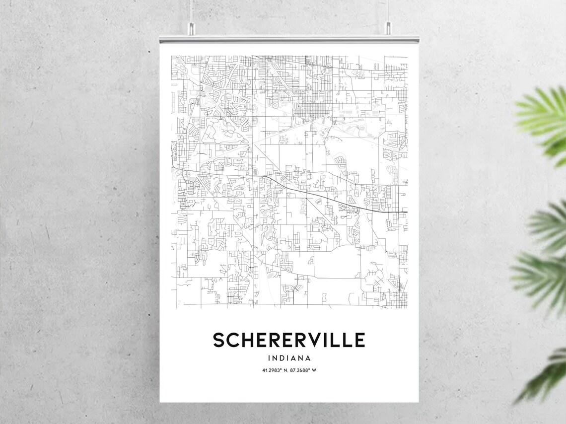 Schererville Map Print Schererville Map Poster Wall Art in Etsy