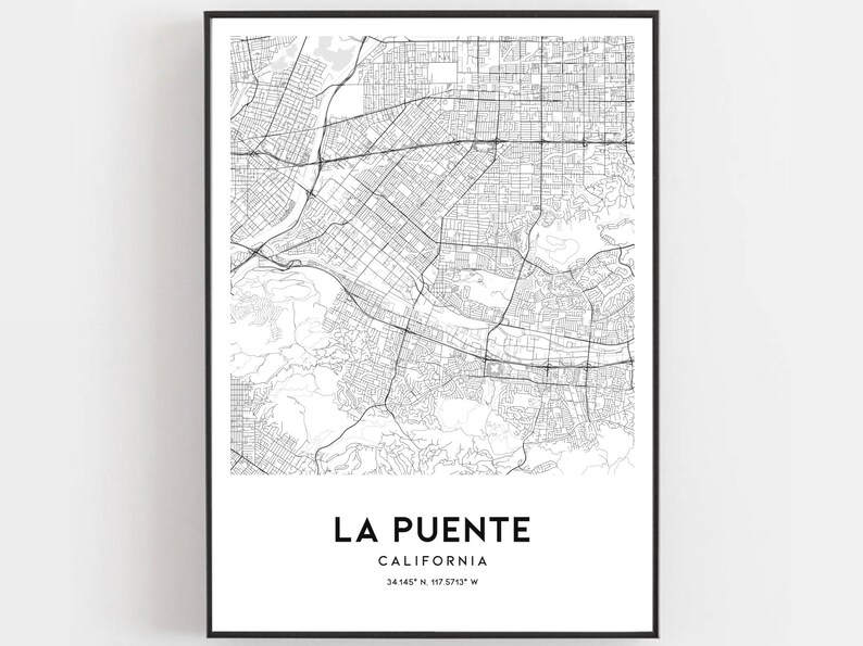 La Puente Map Print La Puente Map Poster Wall Art Ca City Etsy