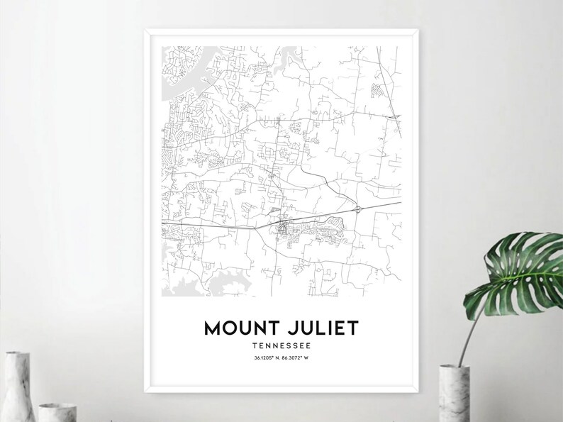 Mount Juliet Map Print, Mount Juliet Map Poster Wall Art, Tn City Map
