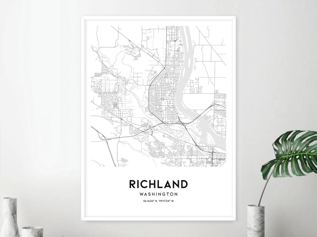 Richland Map Print, Richland Map Poster Wall Art, Wa City Map 