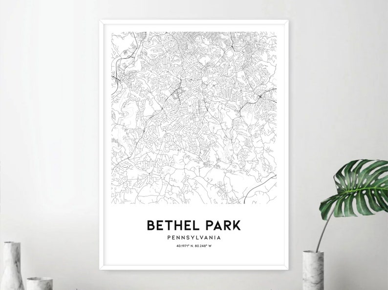 Bethel Park Map Print Bethel Park Map Poster Wall Art Pa Etsy