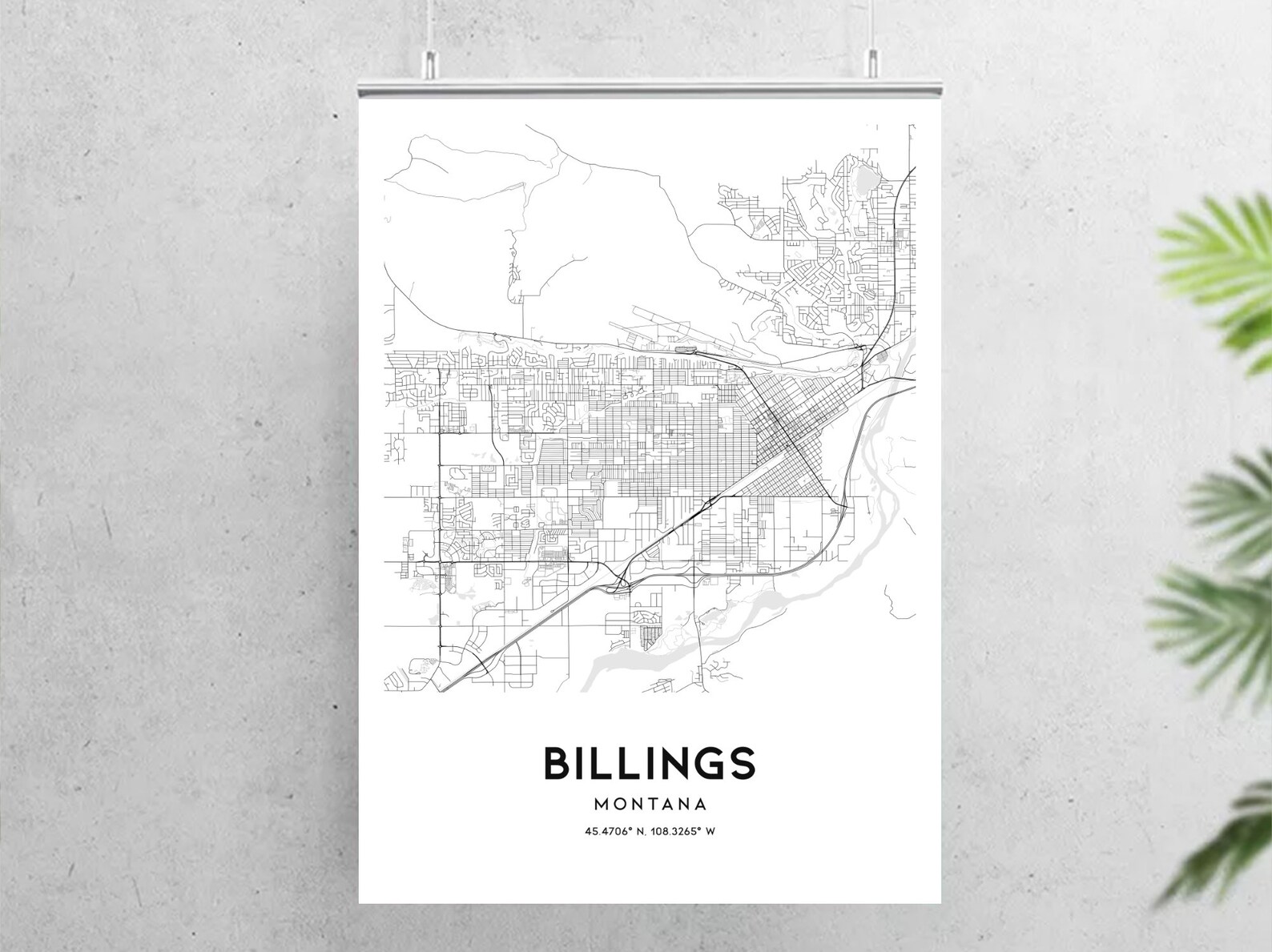 Billings Map Print Billings Map Poster Wall Art Mt City Map | Etsy