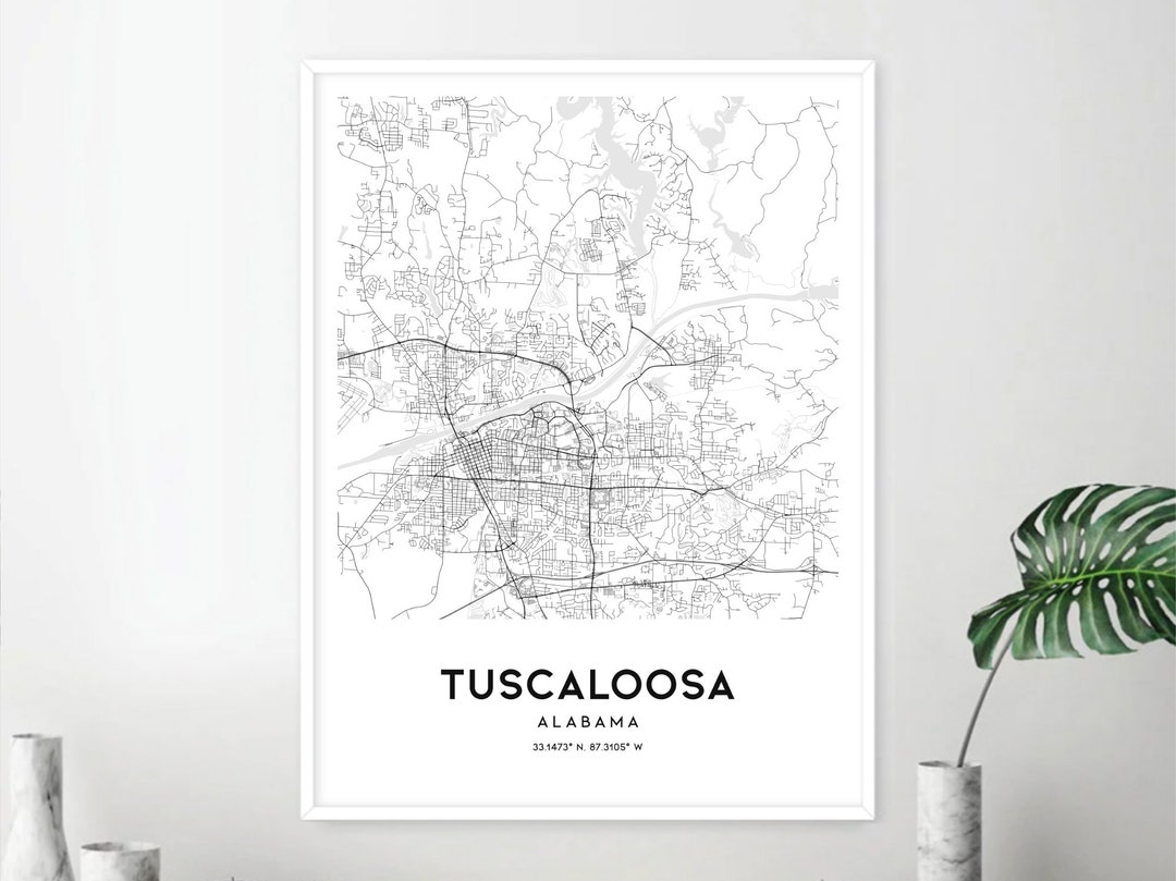 Tuscaloosa Map Print, Tuscaloosa Map Poster Wall Art, Al City Map ...