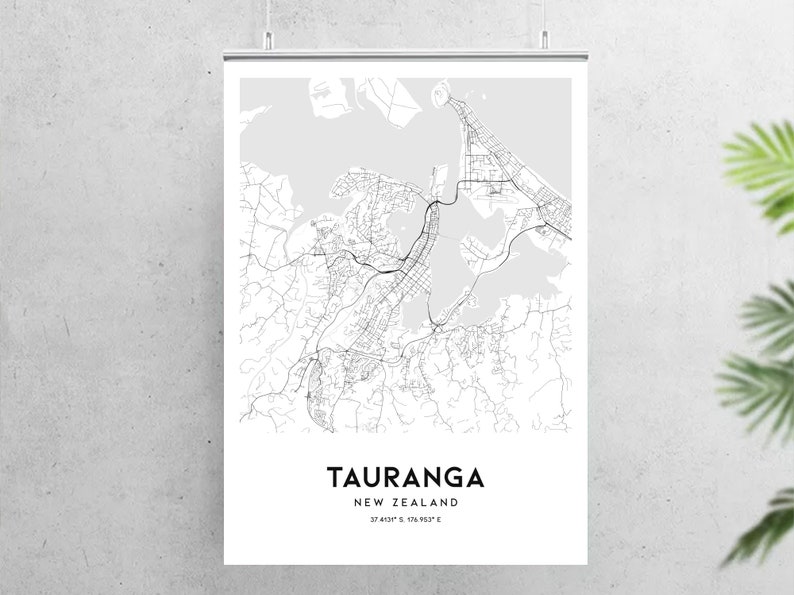 Tauranga Map Print Tauranga Map Poster Wall Art Tauranga Etsy
