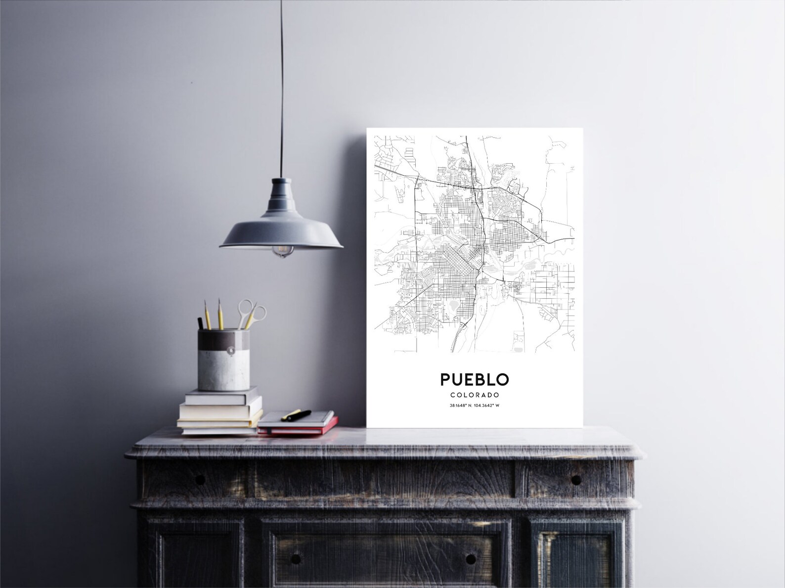 Pueblo Map Print, Pueblo Map Poster Wall Art, Co City Map, Colorado