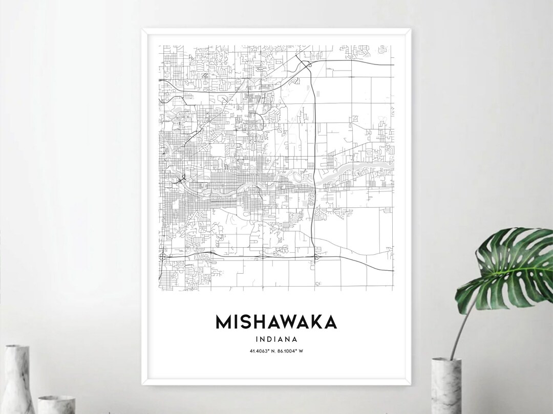 Mishawaka Map Print, Mishawaka Map Poster Wall Art, in City Map ...
