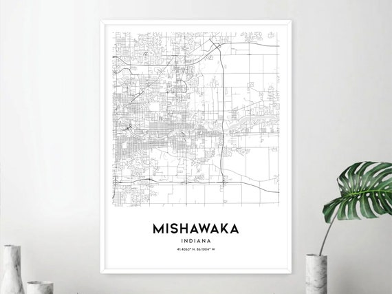 Mishawaka Map Print Mishawaka Map Poster Wall Art in City | Etsy
