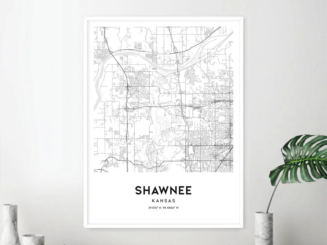 Shawnee Map Print, Shawnee Map Poster Wall Art, Ks City Map, Kansas