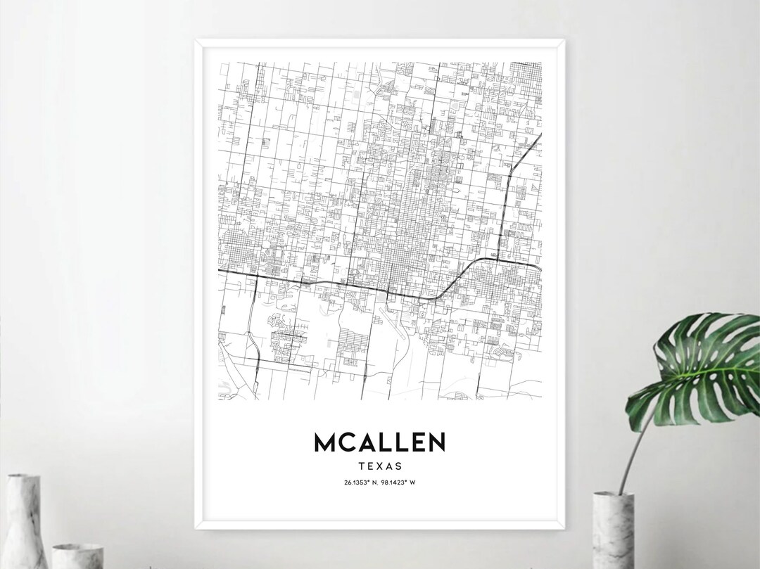 Mcallen Map Print, Mcallen Map Poster Wall Art, Tx City Map, Texas ...