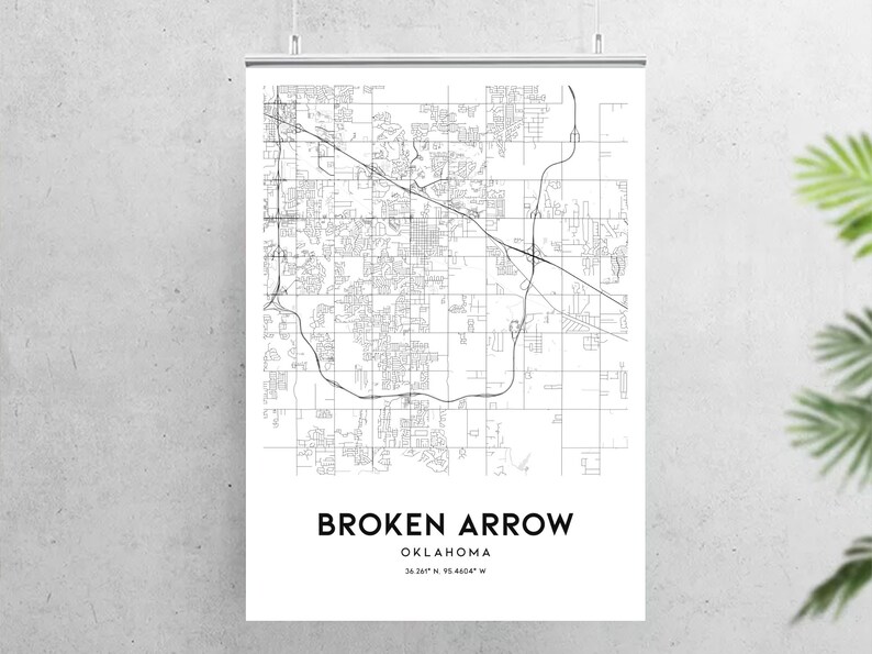 Broken Arrow Map Print Broken Arrow Map Poster Wall Art Ok Etsy