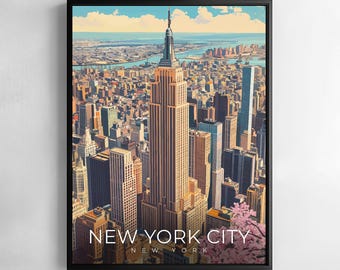 New York City skyline Travel Wall Art Empire State Building Illustration Poster