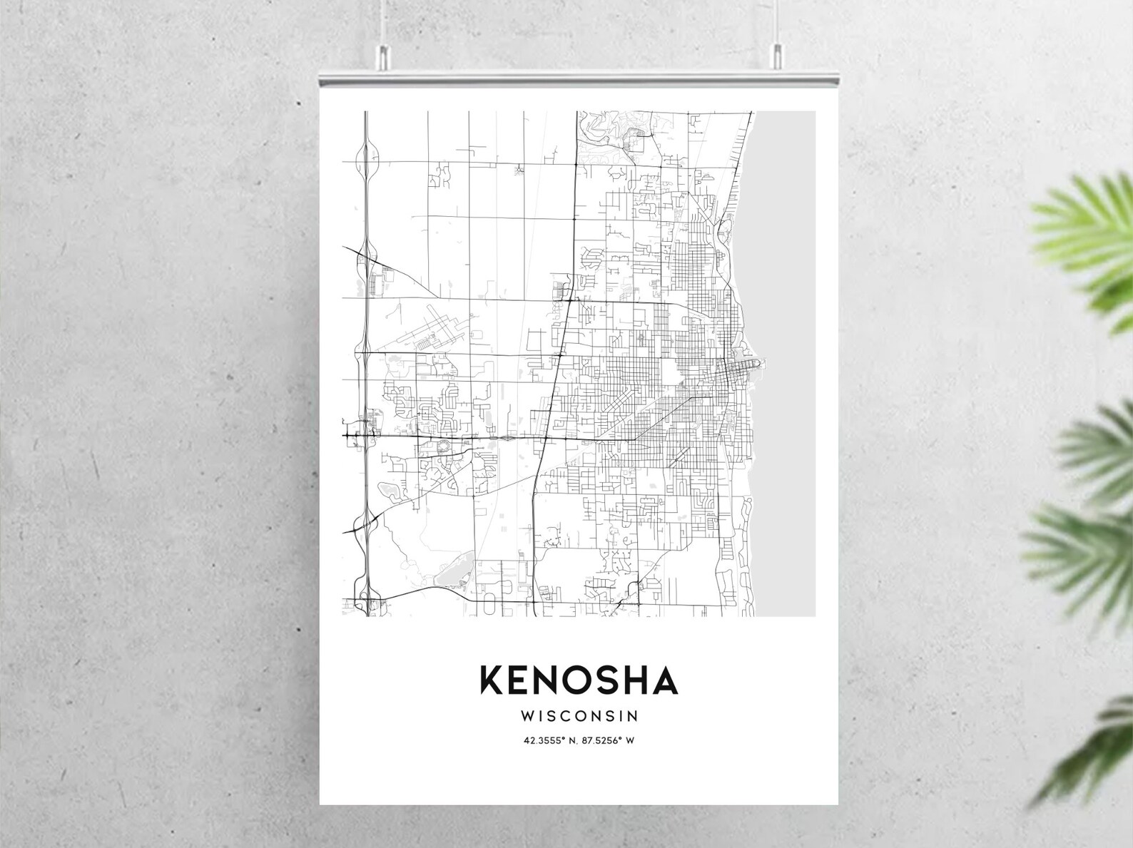 Kenosha Map Print Kenosha Map Poster Wall Art Wi City Map Etsy
