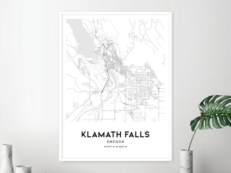Klamath Falls Map Print, Klamath Falls Map Poster Wall Art, or City Map ...