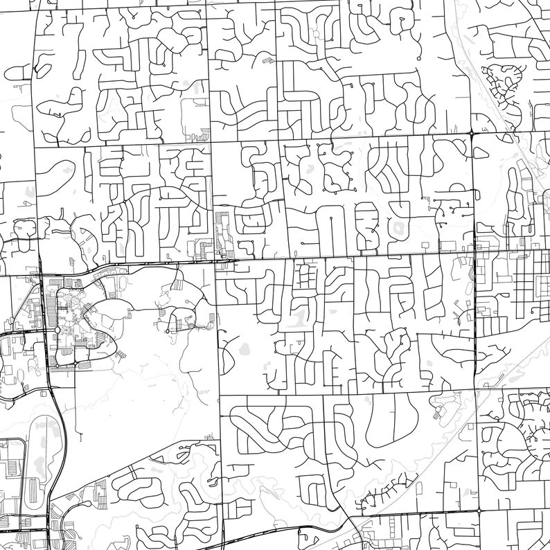 Rochester Hills Map Print, Rochester Hills Map Poster Wall Art, Mi City