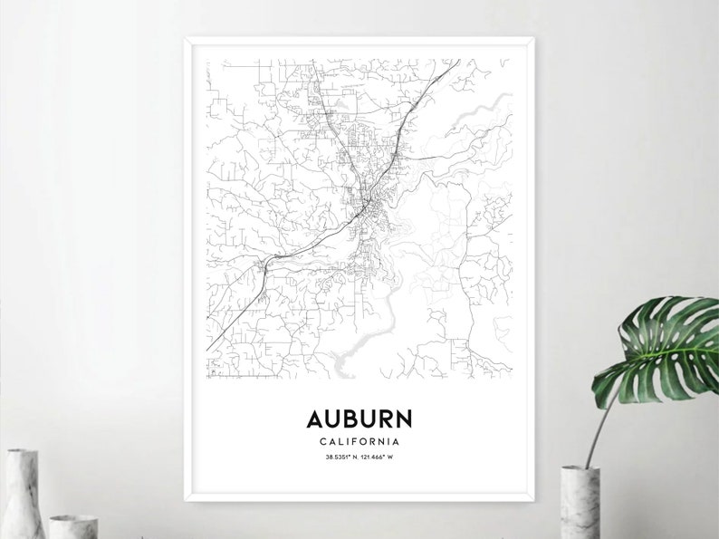 Auburn Map Print, Auburn Map Poster Wall Art, Ca City Map, California