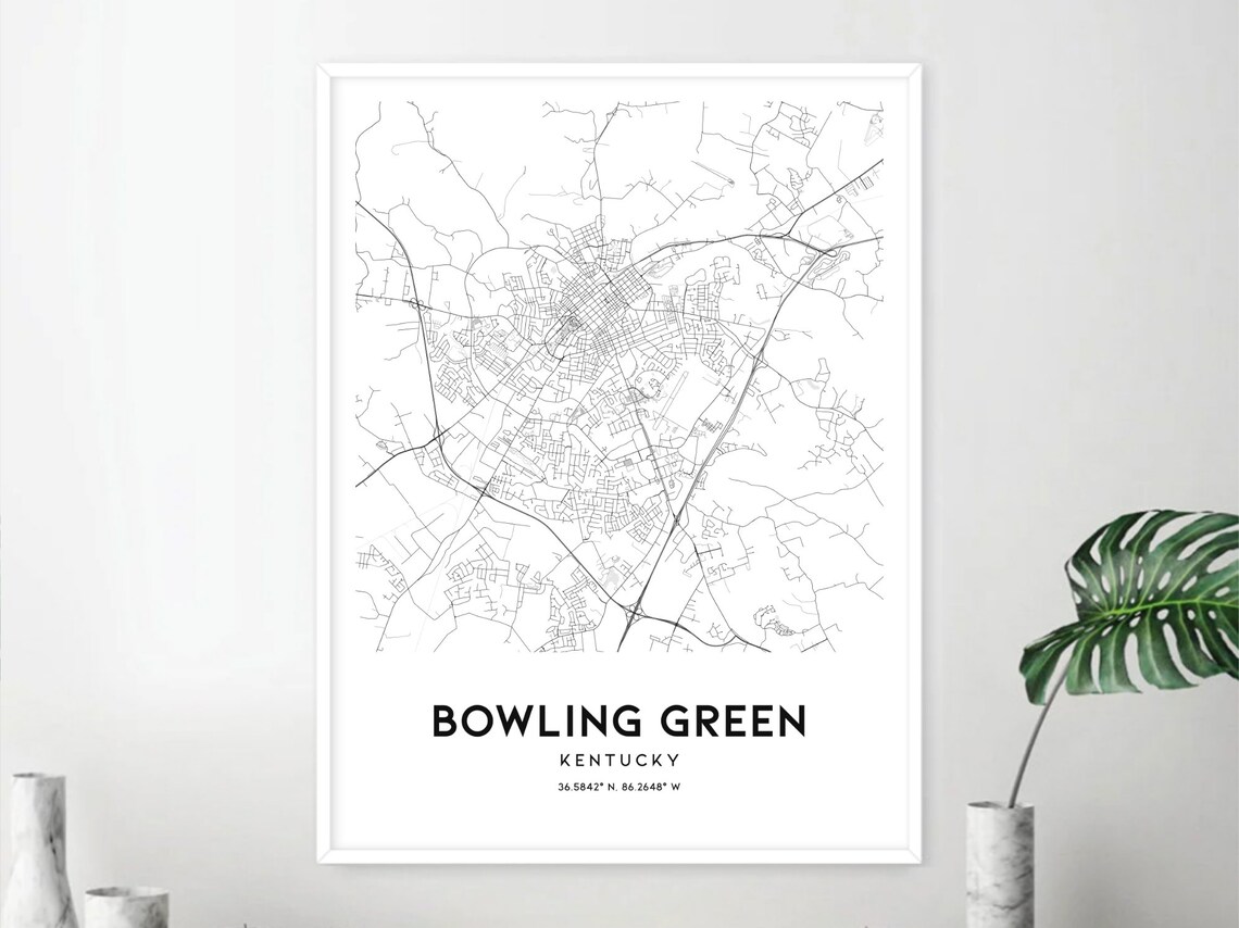 Bowling Green Map Print Bowling Green Map Poster Wall Art Ky - Etsy