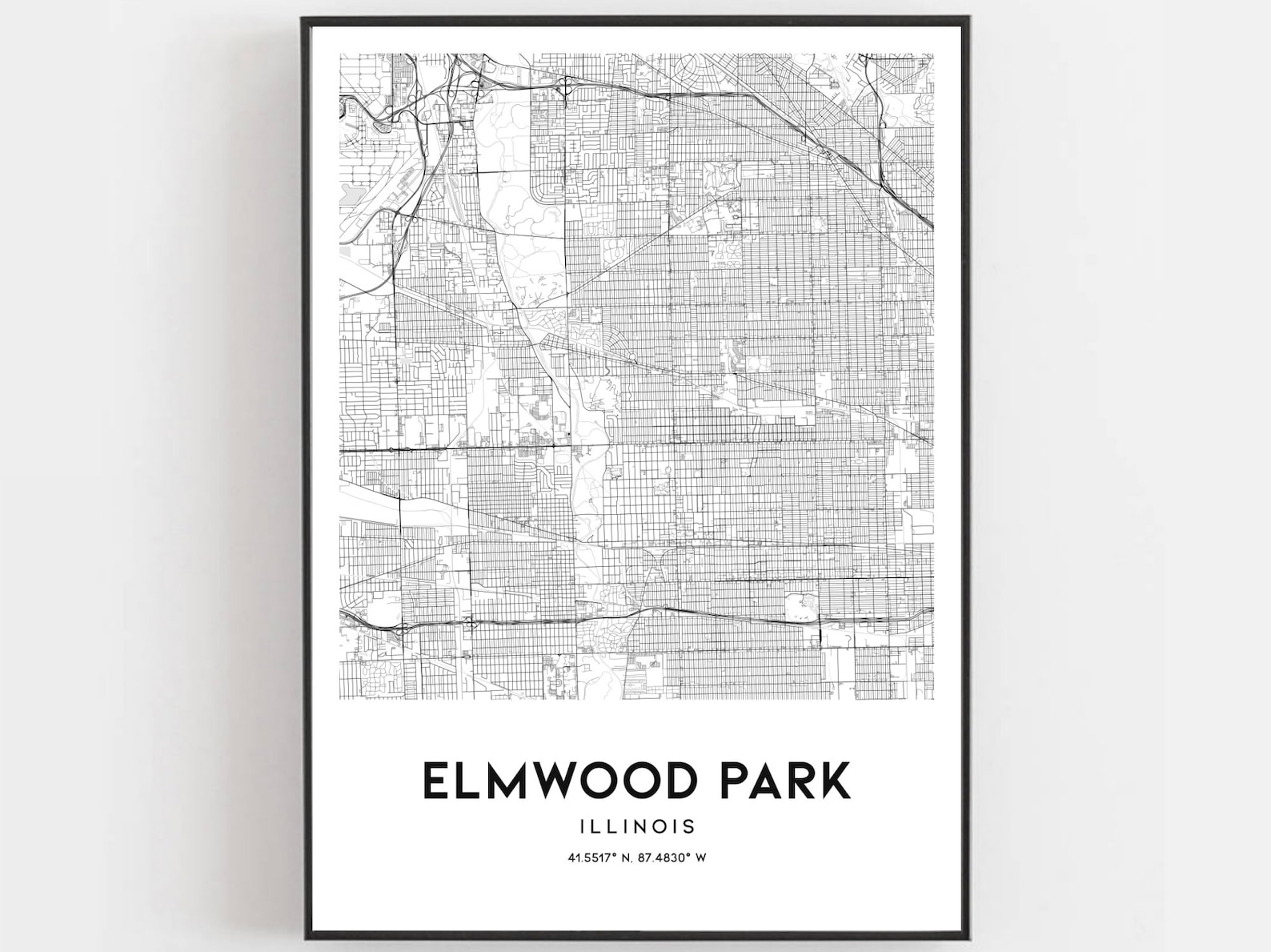 Elmwood Park Map Print from Etsy