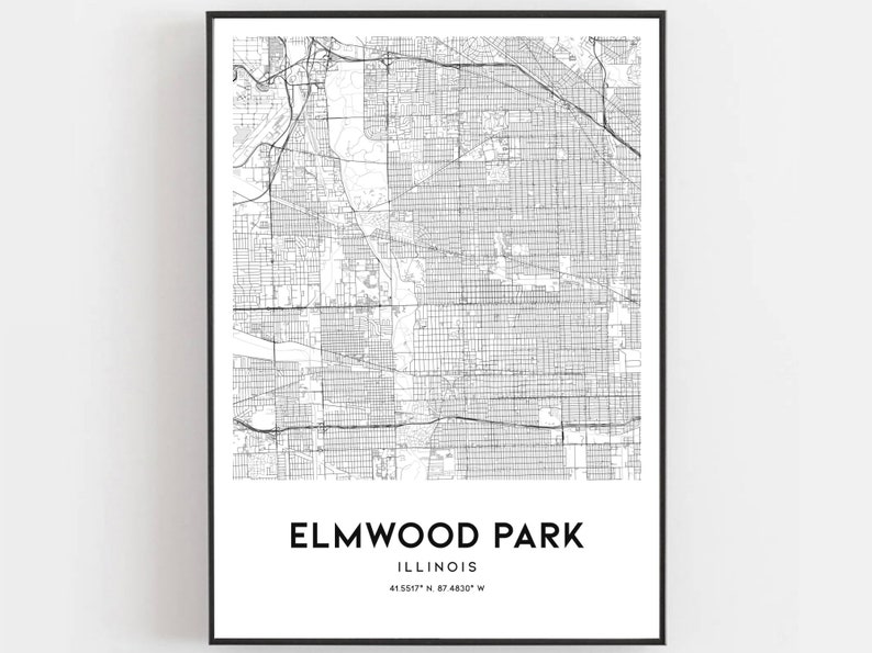 Elmwood Park Map Print Elmwood Park Map Poster Wall Art Il | Etsy