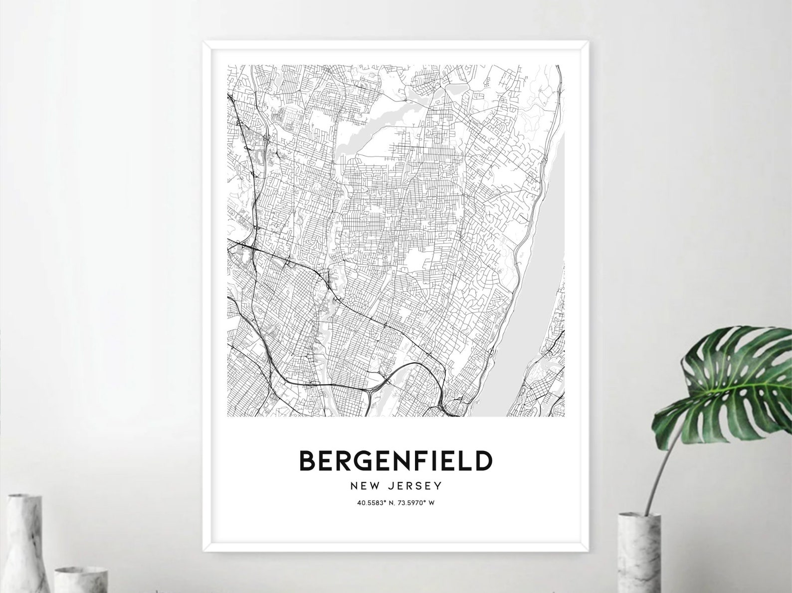 Bergenfield Map Print Bergenfield Map Poster Wall Art Nj Etsy