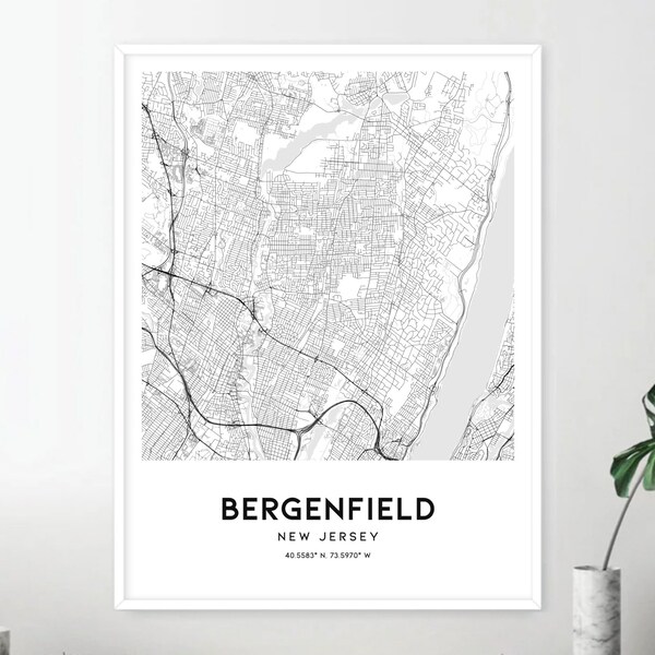 Bergenfield Map Art Etsy