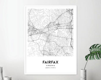 Fairfax Map Wall Art - Etsy UK