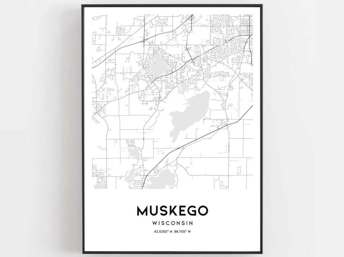 Muskego Map Print Muskego Map Poster Wall Art Wi City Map Etsy