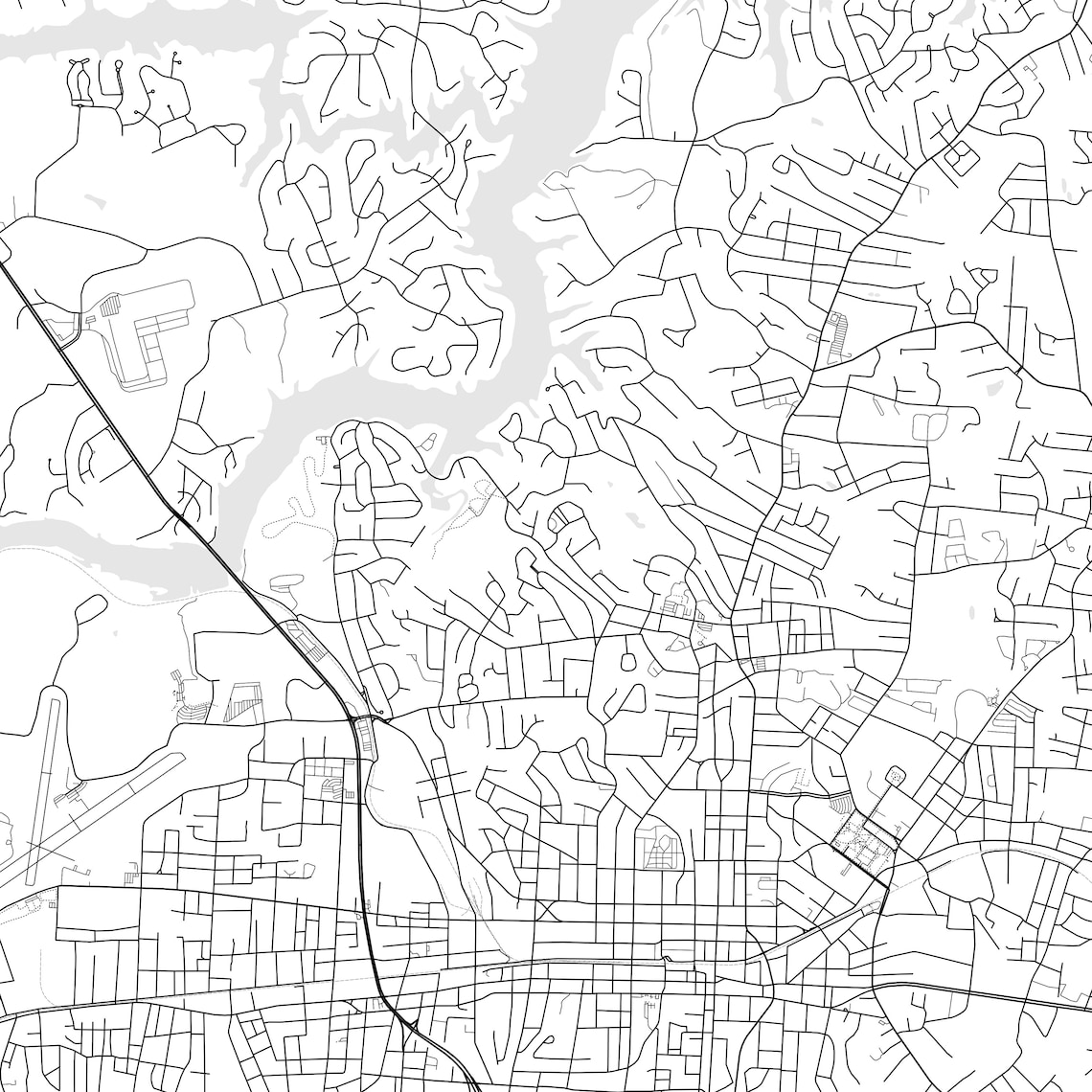 Hickory Map Print Hickory Map Poster Wall Art Nc City Map Etsy México