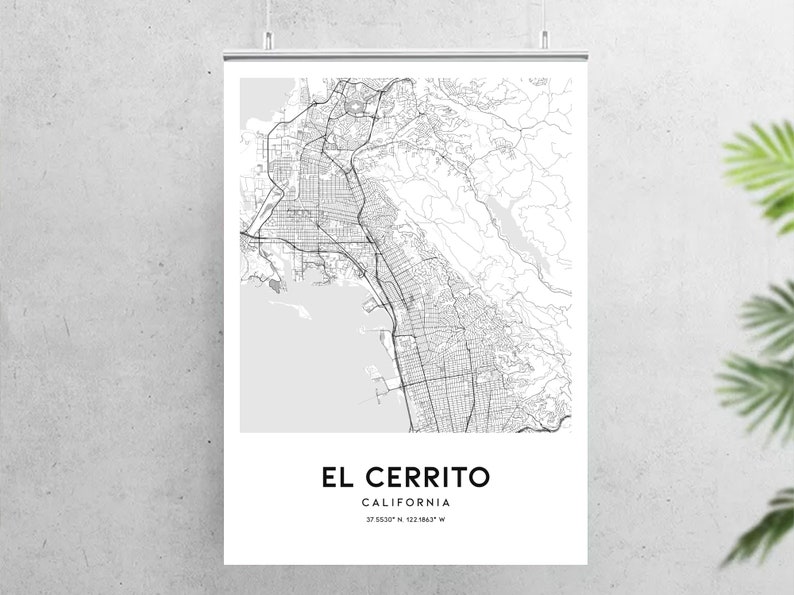 El Cerrito Map Print El Cerrito Map Poster Wall Art Ca City Etsy