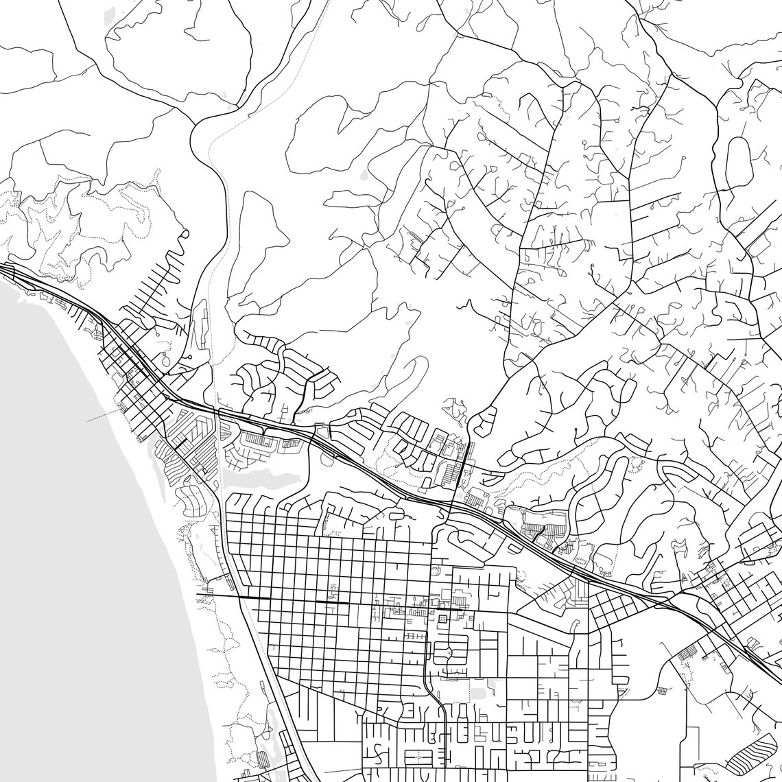 Arroyo Grande Map Print, Arroyo Grande Map Poster Wall Art, Ca City Map