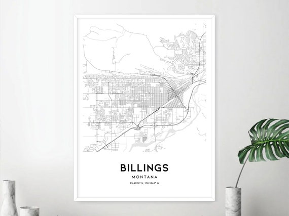 Billings Map Print Billings Map Poster Wall Art Mt City Map | Etsy